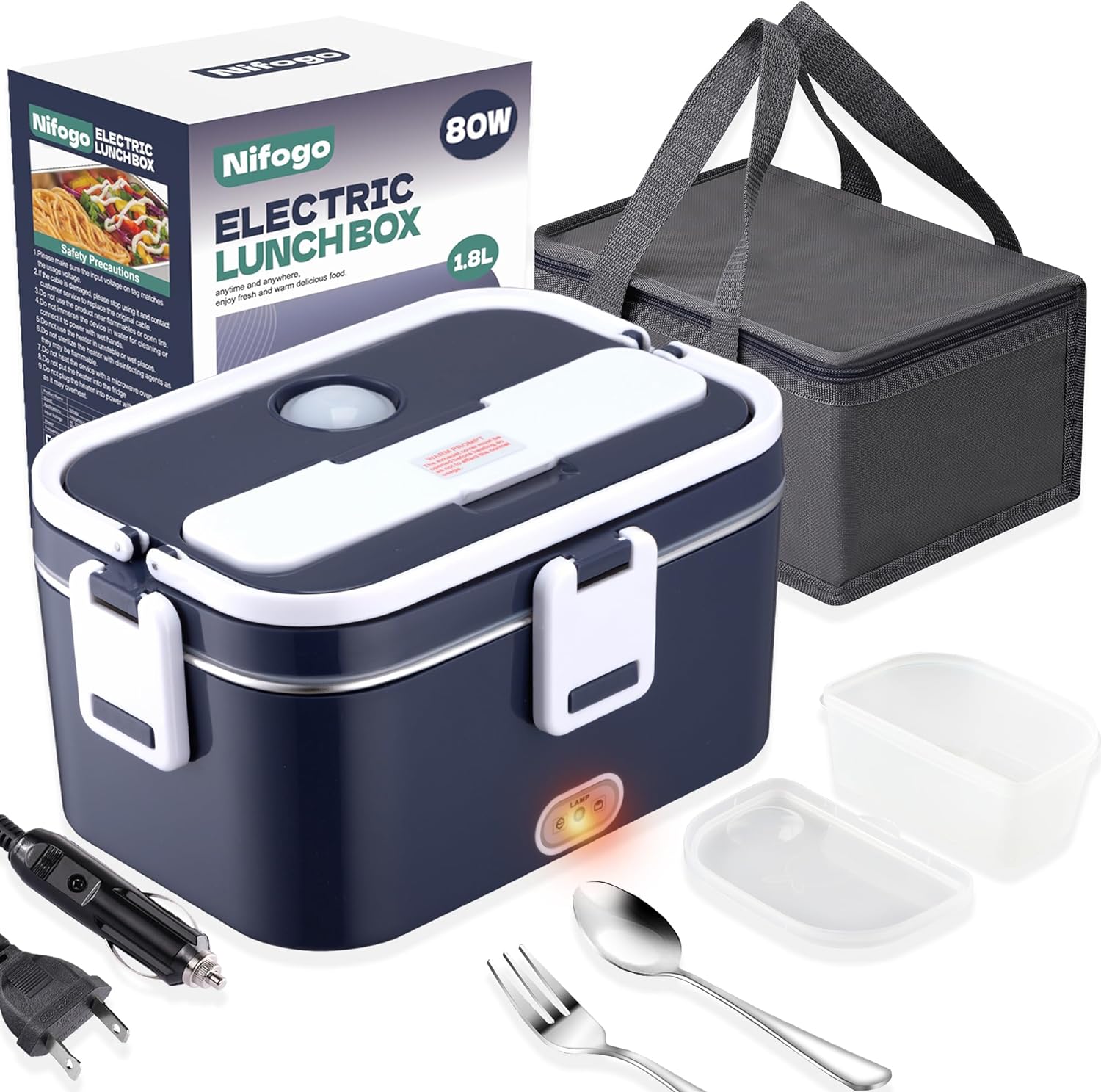 ใ๐ก๐ฎ๐ฝ๐ผ๐น๐ถใElectric Lunch Box 1.8l 80W Heated Lunch Boxes for Adults 12V/24V/110V with Bag