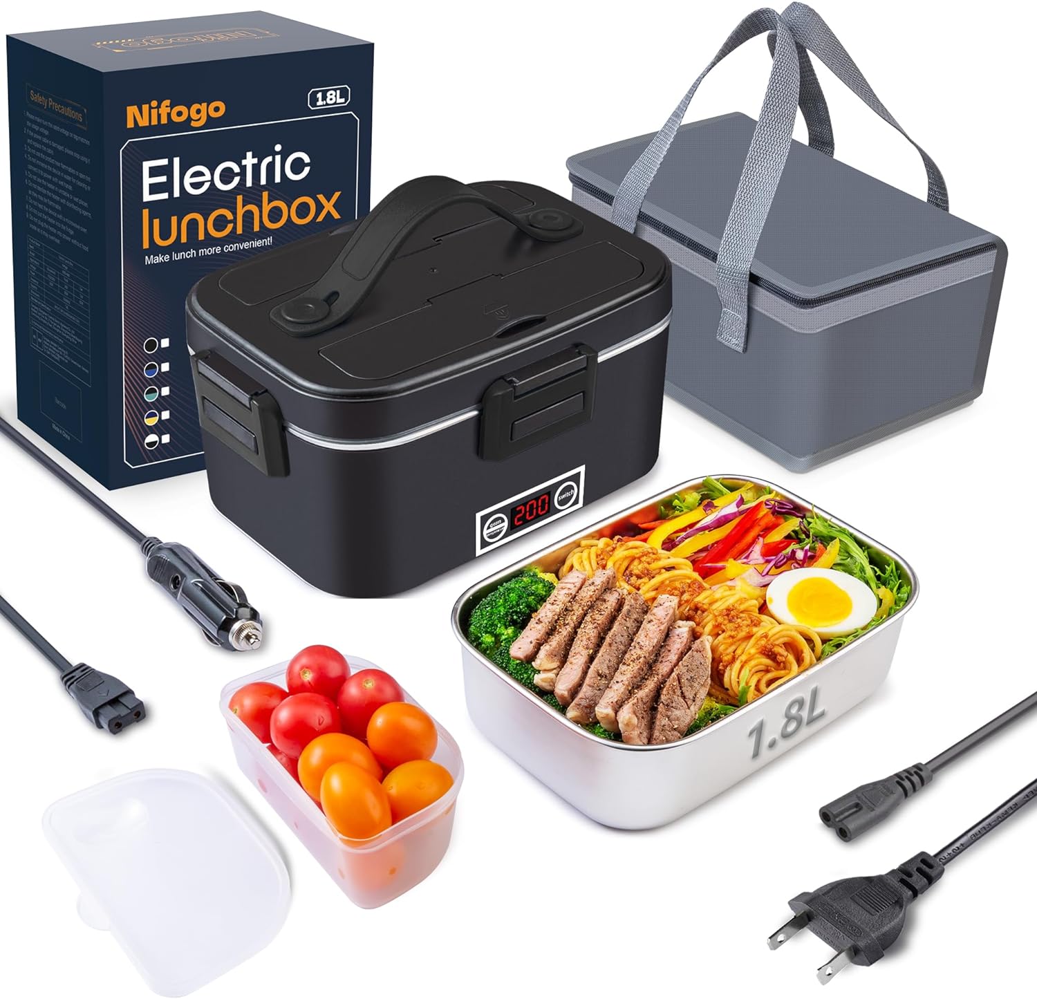 ใ๐ฉ๐ผ๐๐ฎ๐ด๐ฒ๐ฟใElectric Lunch Box for Adults 1.8L/80W Portable Heated Lunch Box for Men 3 in 1 110V/12V/24V