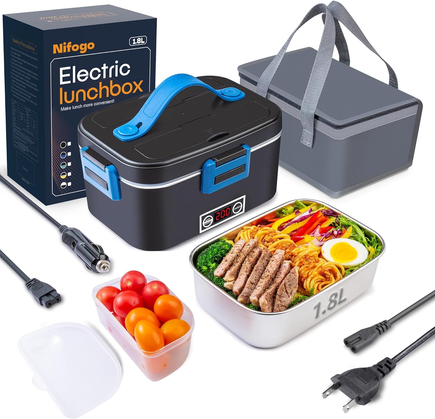 ใ๐ฉ๐ผ๐๐ฎ๐ด๐ฒ๐ฟใElectric Lunch Box for Adults 1.8L/80W Portable Heated Lunch Box for Men 3 in 1 110V/12V/24V