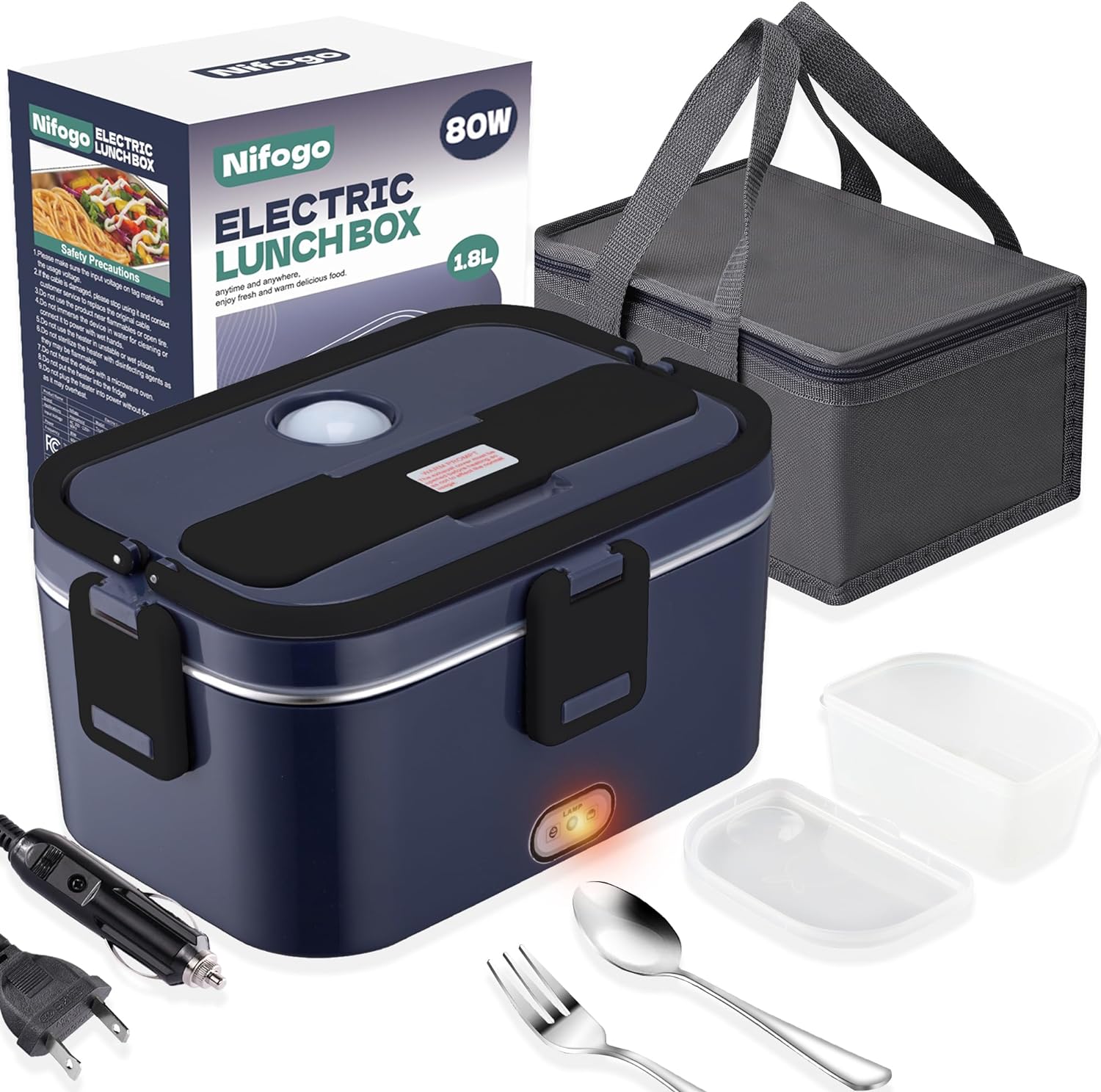 ใ๐ก๐ฎ๐ฝ๐ผ๐น๐ถใElectric Lunch Box 1.8l 80W Heated Lunch Boxes for Adults 12V/24V/110V with Bag