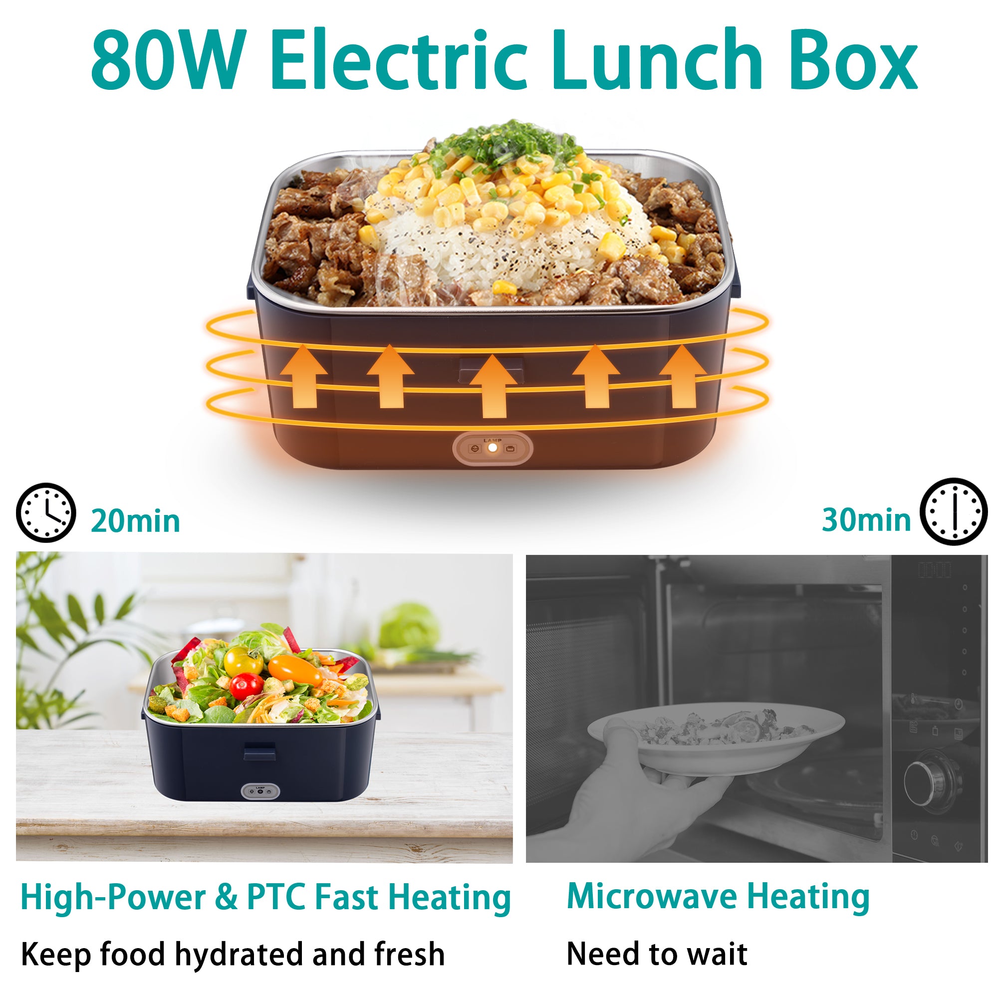𝗡𝗮𝗽𝗼𝗹𝗶 Electric Lunch Box Food Heater 1800ml 80W Lunch Box