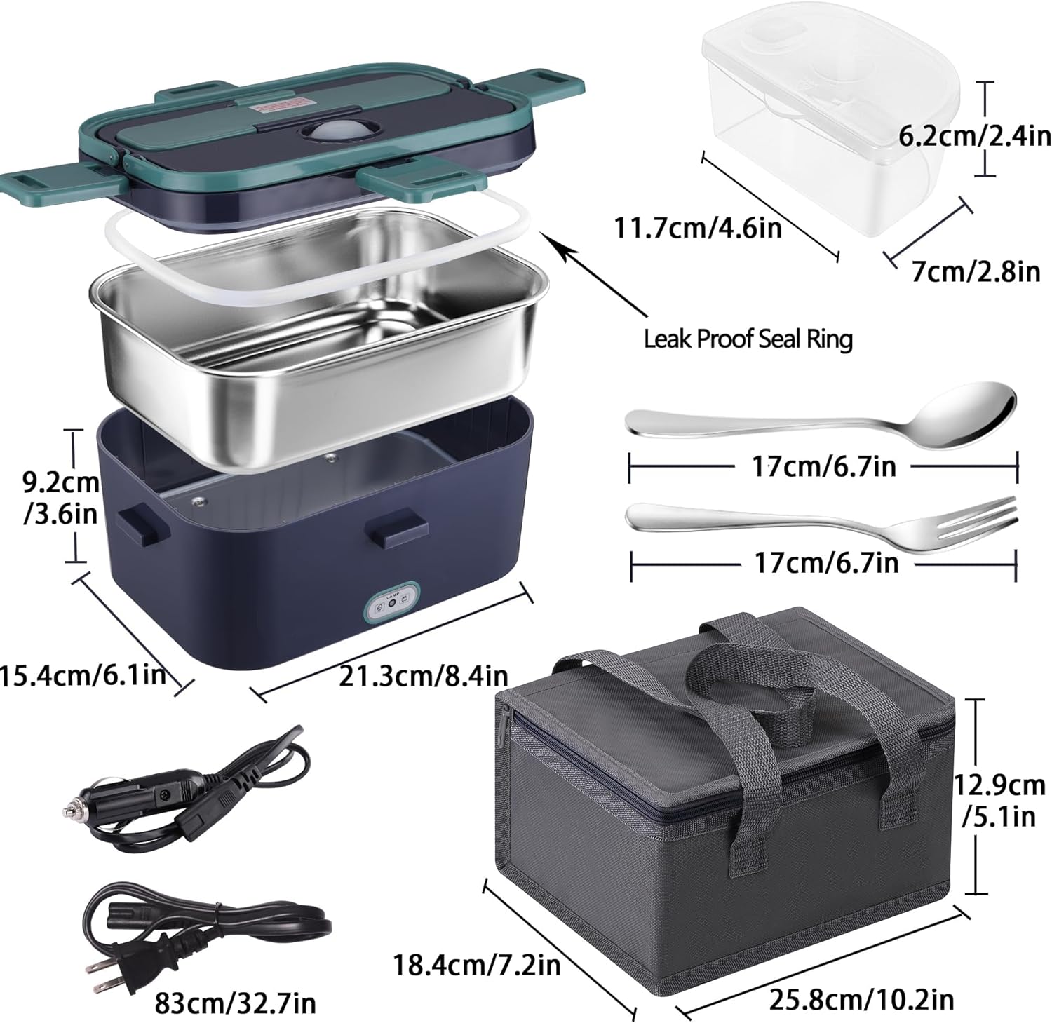 【𝗡𝗮𝗽𝗼𝗹𝗶】Electric Lunch Box 1.8l 80W Heated Lunch Boxes for Adults 12V/24V/110V with Bag