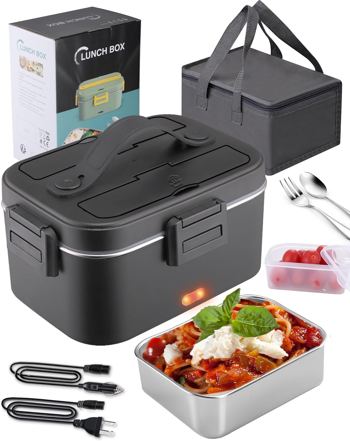 【𝗩𝗼𝘆𝗮𝗴𝗲𝗿】Electric Lunch Box for Adults 1.8L/80W Portable Heated Lunch Box for Men 3 in 1 110V/12V/24V