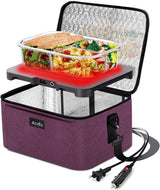 Portable Oven. 12V. 24V. 110V Food Warmer. Portable Mini Personal Microwave Heated Lunch Box Warmer for Cooking and Reheating Food in Car. Truck. Travel. Camping. Work. Home. Black