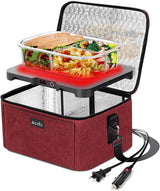 Portable Oven. 12V. 24V. 110V Food Warmer. Portable Mini Personal Microwave Heated Lunch Box Warmer for Cooking and Reheating Food in Car. Truck. Travel. Camping. Work. Home. Black