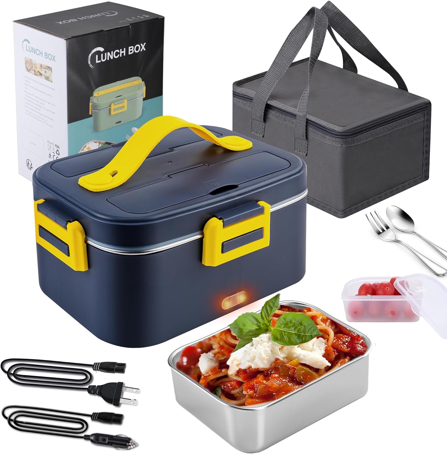 【𝗩𝗼𝘆𝗮𝗴𝗲𝗿】Electric Lunch Box for Adults 1.8L/80W Portable Heated Lunch Box for Men 3 in 1 110V/12V/24V