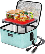 Portable Oven. 12V. 24V. 110V Food Warmer. Portable Mini Personal Microwave Heated Lunch Box Warmer for Cooking and Reheating Food in Car. Truck. Travel. Camping. Work. Home. Black